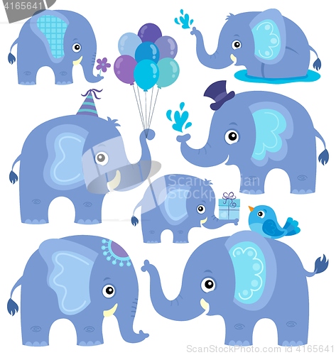 Image of Stylized elephants theme set 2
