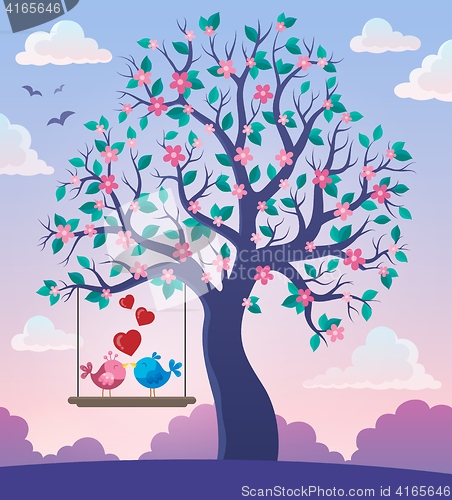 Image of Tree with Valentine birds theme 2