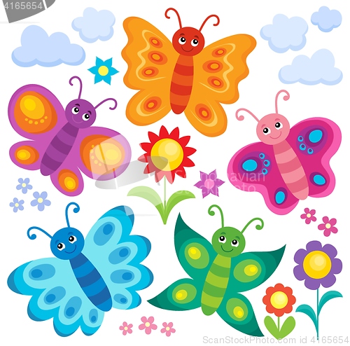 Image of Stylized butterflies theme set 1