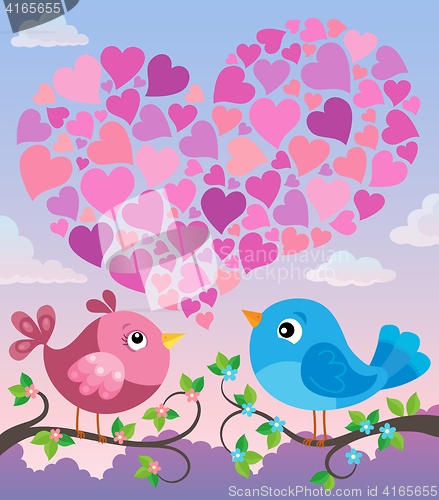 Image of Valentine birds with heart shape theme 2