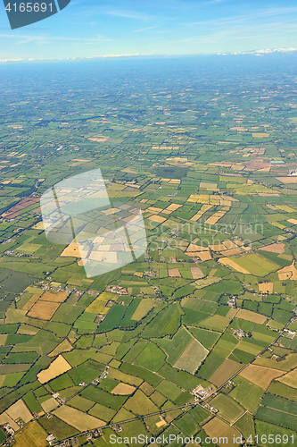 Image of aerial view on  cultivated land