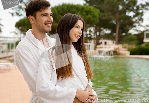 Image of Young couple enjoying vacations