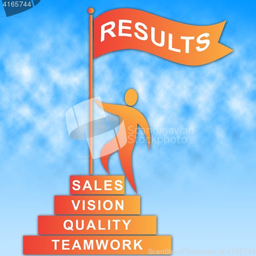 Image of Results Flag Shows Goal Progress And Achievement