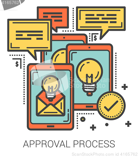 Image of Approval process line infographic.