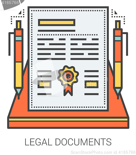 Image of Legal documents line infographic.