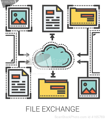 Image of File exchange line infographic.