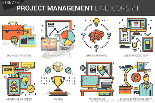 Image of Project management line icon set.