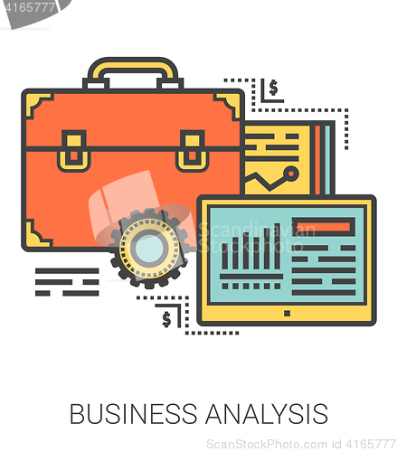 Image of Business analysis line infographic.