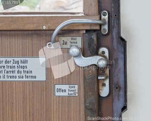 Image of Vintage door on the train compartment