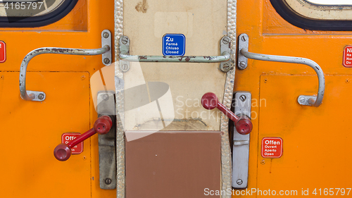 Image of Vintage door on the train compartment