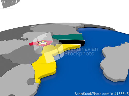 Image of Mozambique on 3D globe