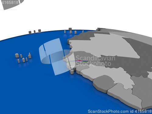 Image of Gambia on 3D globe