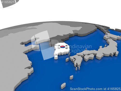 Image of South Korea on 3D globe