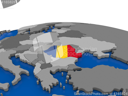 Image of Romania on 3D globe