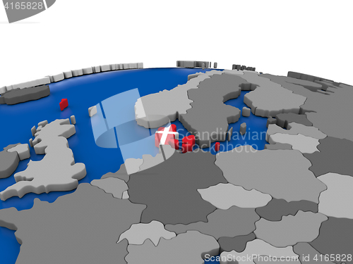 Image of Denmark on 3D globe