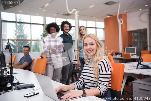 Image of informal business woman working in the office