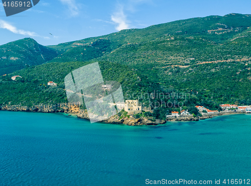 Image of Aerial View Ocean Coastal Landscape of Nature Park Arrabida