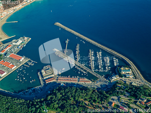 Image of Aerial View of Sesimbra Town and Port