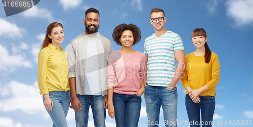 Image of international group of happy smiling people