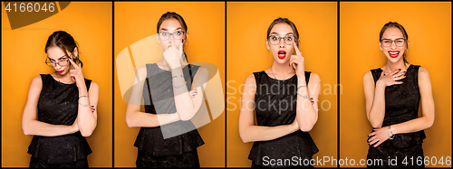 Image of The young woman\'s portrait with different emotions