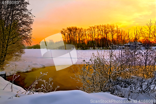 Image of Sunset on winter river