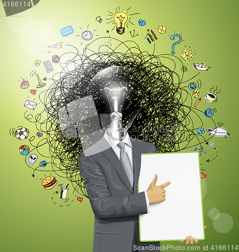 Image of Vector businessman holding empty write board