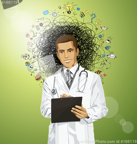 Image of Vector Doctor Man With Clipboard