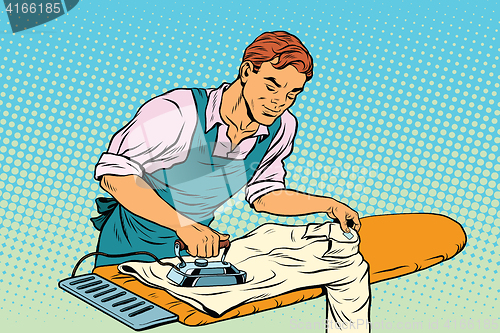 Image of Vintage employee ironed clothes