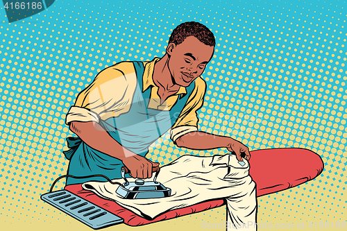 Image of Vintage employee ironed clothes
