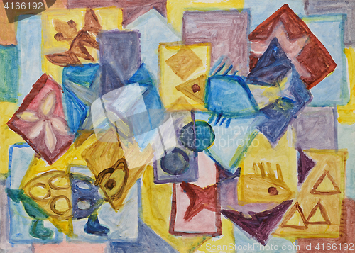 Image of Cubist underwater world painting