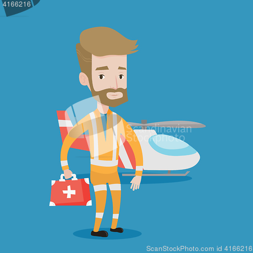 Image of Doctor of air ambulance vector illustration.