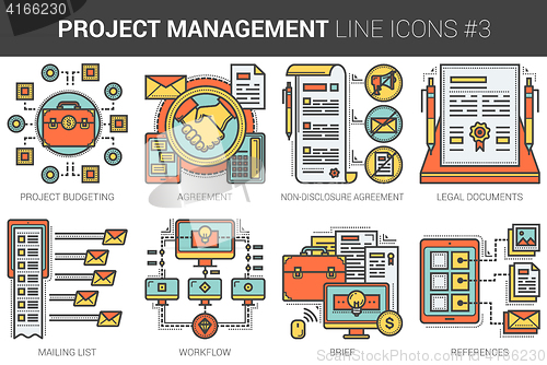 Image of Project management line icon set.