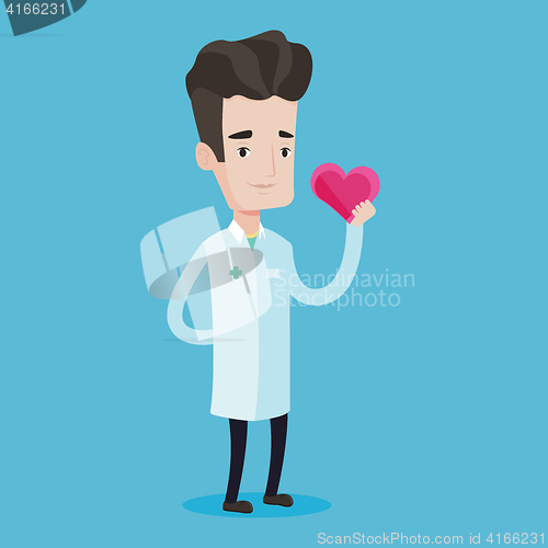 Image of Doctor cardiologist holding heart.