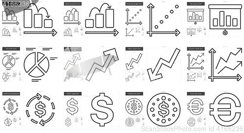 Image of Business line icon set.