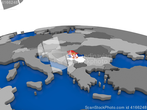 Image of Serbia on 3D globe