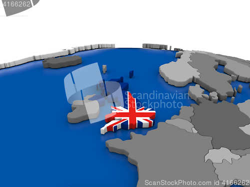 Image of United Kingdom on 3D globe