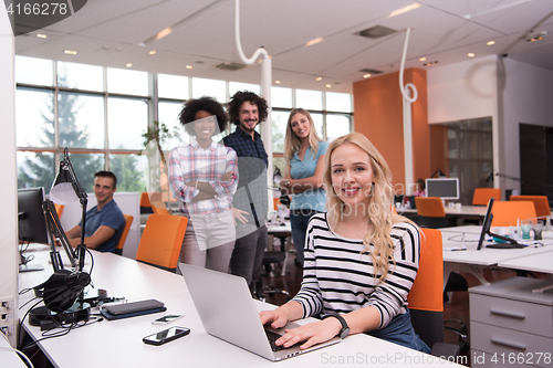 Image of informal business woman working in the office