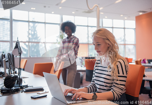 Image of informal business woman working in the office