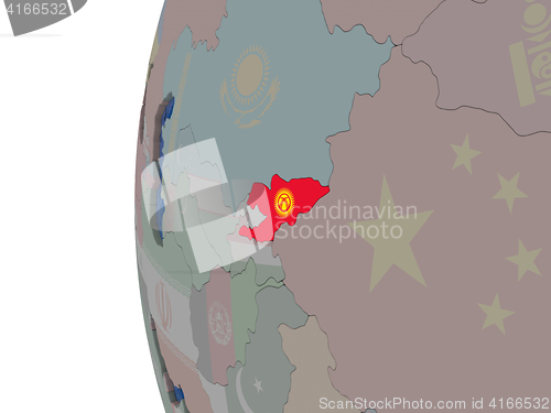 Image of Kyrgyzstan with national flag