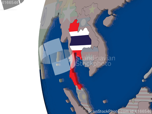 Image of Thailand with national flag