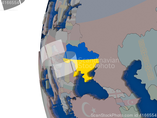 Image of Ukraine with national flag