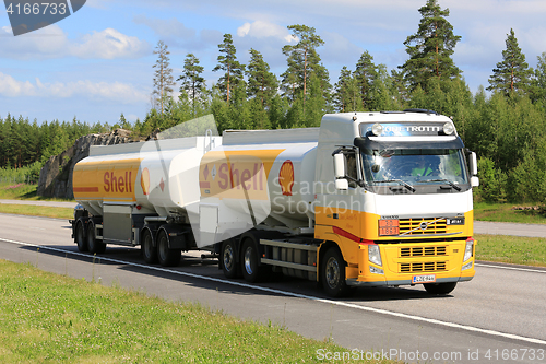 Image of Shell Fuel Truck on Summer Freeway