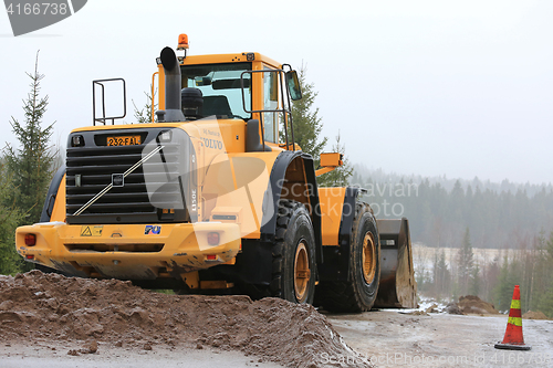 Image of Volvo Wheel Loader at Rural Road Construction Site