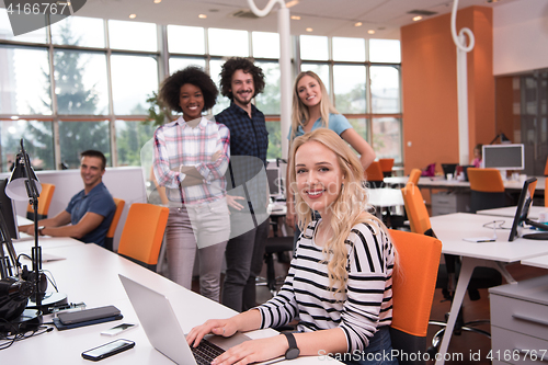 Image of informal business woman working in the office