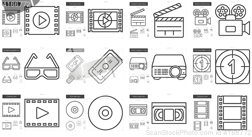 Image of Cinema line icon set.