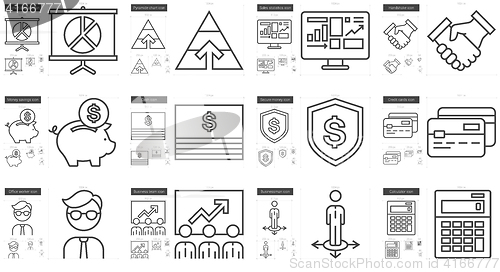 Image of Business line icon set.