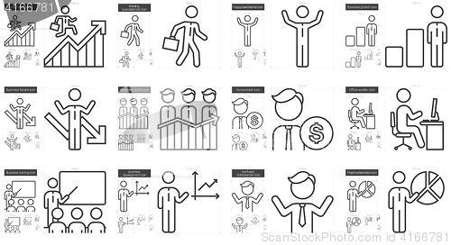 Image of Business line icon set.