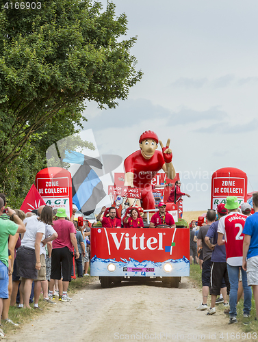 Image of Vittel Vehicle on a Cobblestone Road- Tour de France 2015