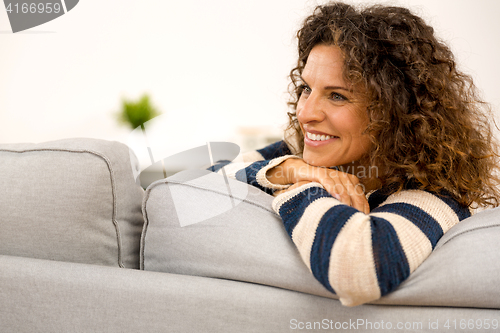 Image of Beautiful woman at home