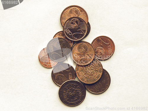 Image of Vintage Euro coins 1 and 2 cents